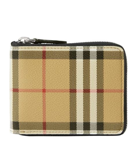 mens burberry zip wallet|Burberry vintage check wallet.